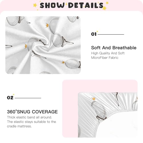 Image of Golf Ball Pattern Crib Sheets Soft Breathable Fitted Baby Crib Sheets Mattress Cover for Girls Boy, 52 inch x 28 inch x 9 inch