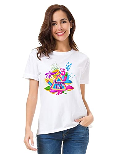 Image of Decor Production Men's /Women's Regular Fit -Colourful - Holi Tshirt Shirt for Men /Women Printed Round Neck Tshirt || Mens /Womens Tshirts Polycotton Half Sleeve