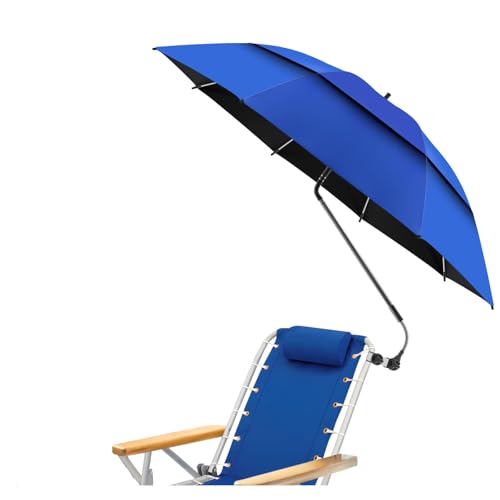 DUEYUN UPF 50+ Sonnenschirm für Stuhl mit Verstellbarer Klemme Universeller Sonnenschirm für Terrassenstühle Strandstühle Kinderwagen Sportstühle Rollstühle und Wagen (Blue)