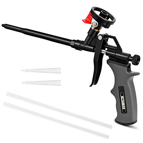 PU Schaumpistole KOHREE Profi Bauschaumpistole PU Schaum Pistolen Bauschaum Stole für Pistolenschaum oder Bauschaum inkl Zubehör, Schwarz
