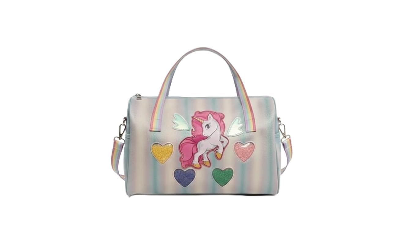 happy hues Unicorn Duffel Bag for Girls - Rainbow Glitter Kids Travel Bag with Shoe Compartment - Dance & Gymnastics Bag, Waterproof Overnight Weekender Bag for Toddlers & Teens-picture-45