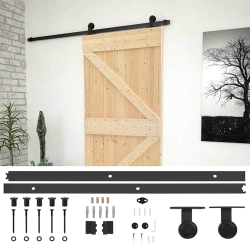 Image of vidaXL Sliding Door 90 x 210 cm Solid Pine Wood Natural and Black