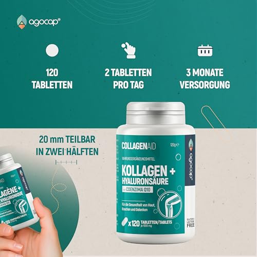 Kollagen Kapseln - Hyaluronic acid & Collagen komplex, 120 kapseln. Enriched with Coenzym q10 and hyaluron kapseln. Kollagen für die… – Ansicht 3