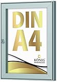 HOCHWERTIG: Schaukasten Keitum 1x DIN A4 | Hochformat B 275 x H 360mm | wetterfest für innen und aussen | abschließbar | ESG-Sicherheitsglas 4mm | Brandschutz A1/A2 nach DIN EN 13501-1 | Alu-silberfarbig eloxiert ✓