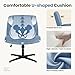 DUMOS Criss Cross Legged Office Chair, Armless Wide Seat No Wheels, Modern Home Desk Height Adjustable Swivel Fabric Vanity Seating for Bedroom