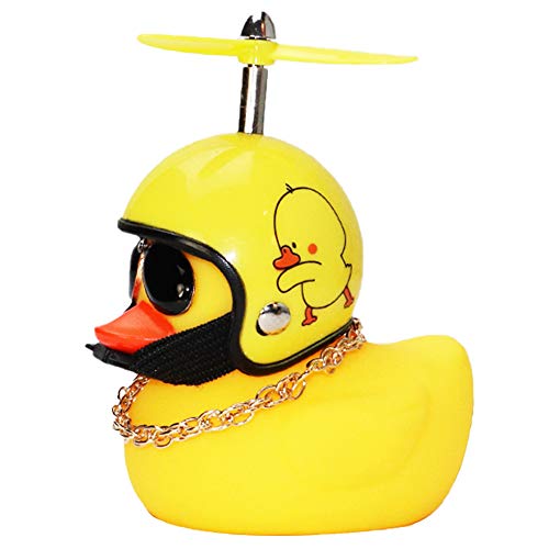 wonuu Rubber Duck Toy Car Ornaments Yellow Duck Car Dashboard Decorations with Propeller Helmet