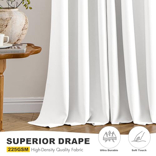 Image of MIULEE Blackout Curtains for Bedroom Living Room 2 Panels, Thermal Insulated Room Darkening Drapes Grommet Noise Reducing Light Blocking Window Treatments 72 Inches Long 34x72 Inch Pure White