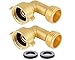 HQMPC Garden Hose Connector 90 Degree Brass Garden Hose Elbow Solid Brass Adapter (2Pcs)+ Extra 4 Pressure Washers
