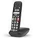 Gigaset E290 - Teléfono DECT Inalámbrico - Botones Grandes - Pantalla Iluminada en Blanco y Negro - Control de Volumen, Negro [Versión Española]