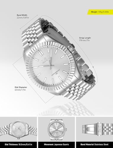 Image of Invicta Specialty Men 43mm Stainless Steel Steel Silver dial PC21 Quartz