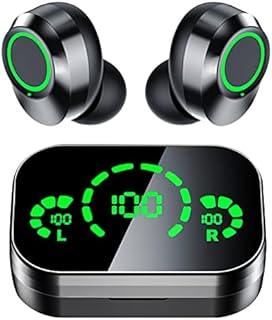 FADACHY Wireless Earbuds,Bluetooth 5.3 in Ear Headphones with HD Mic,HiFi Stereo Sound 40H Playtime,Compatible with Apple & Android,LCD Display Recharger Case,Touch Control for Sport Running