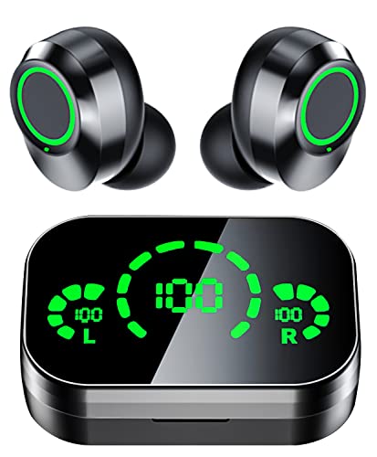 Kabellose Ohrhörer, Bluetooth-Kopfhörer mit HD-Mikrofon, HiFi-Stereo-Sound, 40 Stunden Wiedergabezeit, kompatibel mit Apple und Android, LCD-Display-Ladegerät, Touch-Steuerung für Sport und Laufen Cover