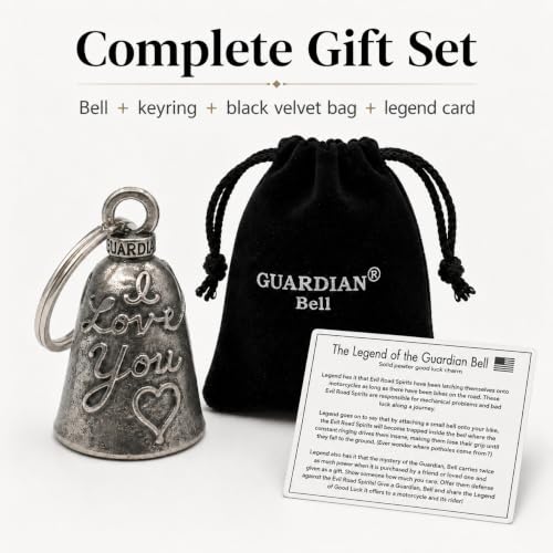 Image of Guardian Bell Good Luck Bell w /Keyring & Black Velvet Gift Bag | Motorcycle Bell | Lead-Free Pewter | Made in USA