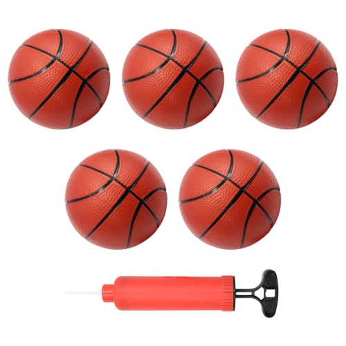 Hyacinthy 5 Petits Ballons de Basket pour Enfants, 15cm Mini-Set de Basket Gonflable avec Pompe,...