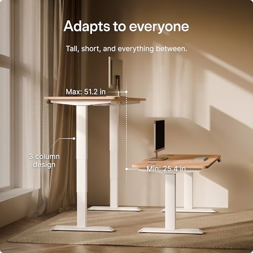 Image of Desktronic Height Adjustable Standing Desk Frame - Ergonomic Sit Stand Desk Frame, Electric Dual Motors 353 lbs, USB & USB-C Charging, Wobble-Free, Touchscreen, 3 Memory Presets, Anti-Collision