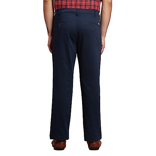 Image of Colorplus Men's Cotton Blend Solid Piece Dyed Pattern Tailored Fit Flat Front Casual Trouser