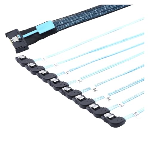 Cable Adaptador MCIO S-AS SFF-8654 a 8 SATA 7P 0.5m miniatura 6