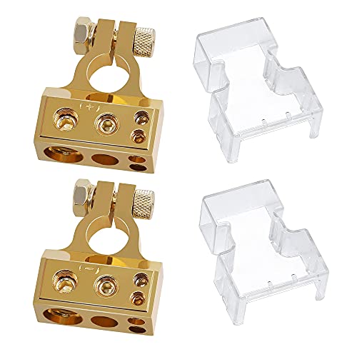HUAZIZ 1 Paire Cosses Batterie Voiture, Connecteurs de Borne de Batterie de Voiture Kit, Positive & Negative Battery Terminal avec Coque Transparente Durable et Étanche