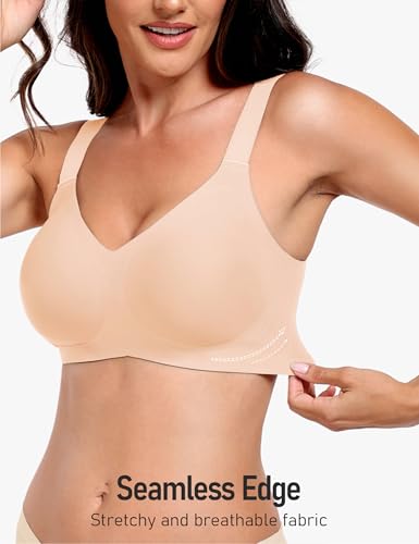 Image of GXOULRRA V Lace Wireless Jelly Bra Seamless Push Up Bras for Women No Underwire Full Coverage Comfortable Sleep Bralette