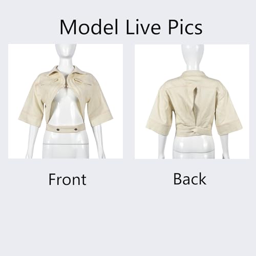 Casual Cropped Jacket Women Fall Fashion Short Sleeve Lace-up Coat Trendy Hollow Out Women's Clothes4