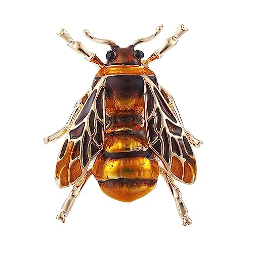 JJWNMLL Biene Broschen Insekt Tier Pin Abzeichen Kristall Honigbiene Brosche Geburtstag Hochzeit Geschenk für Mutter Frau Frauen Schmuck (26 * 35mm, C)