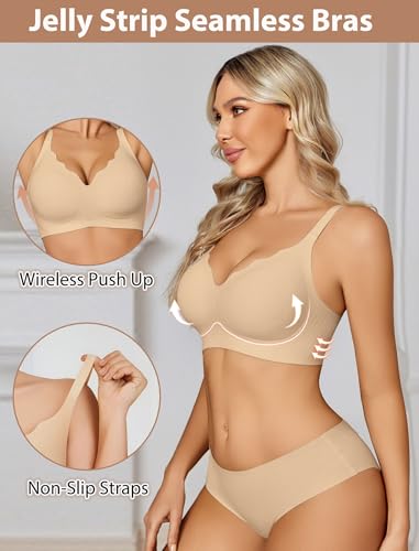 Avidlove Bras for Women No Underwire Seamless Bralettes Wireless Push Up Scalloped Full Coverage Comfortable Everyday Bra2