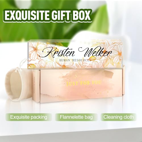 Image of Name Plate for Desk, Desk Name Plate Personalized, Office Decor for Women Men, Acrylic Desktop Accessories, Office Appreciation Gifts for Boss Social Workers Nurse Teacher Employee (White /Gold)