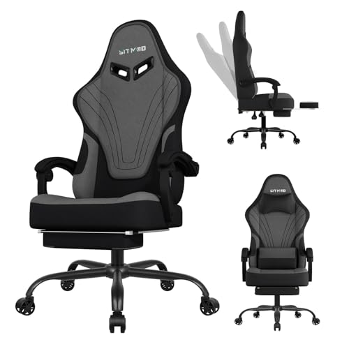 SITMOD Gaming Chair - 150° Reclining Ergonomic Gaming Chairs for Adults with Footrest & Premium Fabric, Big and Tall Computer Chair for Home Game Room, Gamer Chair & Silla Gamer Supports 400 lbs, Gray
