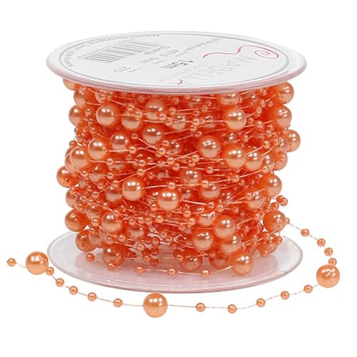 Perlenkette Orange 6mm 15m - Dekokette, floristische Perlen, Kunstblumen Deko
