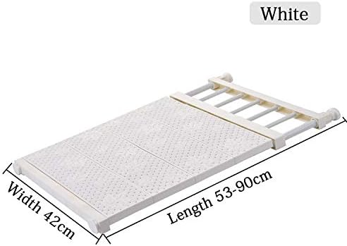 HyFanStr Adjustable Storage Rack Expandable Separator Shelf for Wardrobe, Cupboard, Bookcase Compartment Collecting (Length:20.8"-35.4", Width:16.5", White)