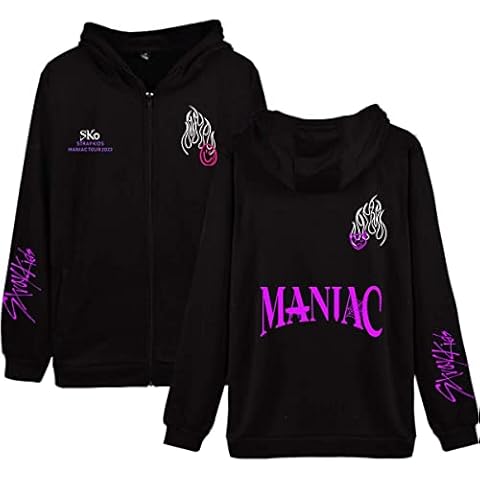 EAPHROWER Kpop Stray Kids Merch MANIAC Mens Womens Hoodies Zip Up Casual Fleece Jackets Full Zip Cardigan Sweatshirt Jumpers Tops Sweater Cover