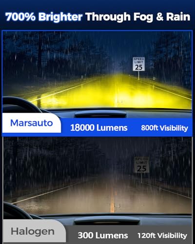 Image of Marsauto H11 /H8 LED Fog Light Bulbs Yellow, 18000LM 700% Brightness 3000K Yellow H11 H16 H11 LED Bulb Yellow for Fog Lights, 1:1 Mini Size Design Play and Plug (Pack of 2)