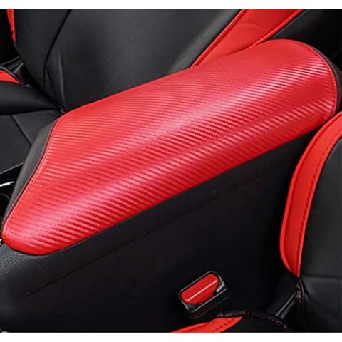 Bwen Car Central Console Box Cover Car Armrest Cover Protector Fit for Toyota CHR CH-R 2018 2019,Black & Red Carbon Fiber Pattern Cover