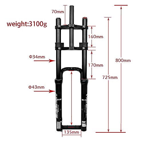 Ztz Bike Suspension Fork 26"*4.0 For Mountain Bike Air Double Shoulder Downhill Rappelling Shock Absorber Mtb/Qr/Am #TOP1