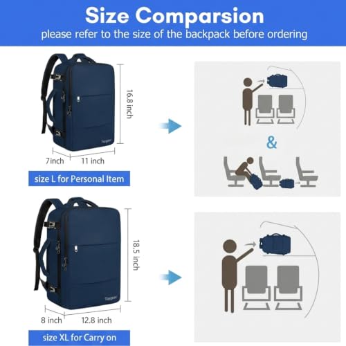 Image of Taygeer Carry On Backpack, 35L Travel Backpack for Women Airline Approved | Laptop Bag with Water Bottle Pocket & Shoe Pouch, Personal Item Mochila for College Business Trip Weekender, Dark Blue