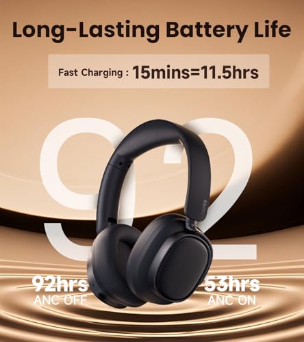 Image of Edifier ES850NB Active Noise Cancelling Headphones, Over Ear Bluetooth Headset, 92H Playtime Wired & Wireless Hi-Res Audio Certified, Fast Charging Clear Calls for Home Office Travel (Black)