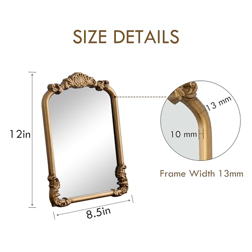 Image of Vintage Small Vanity Gold 8x12 Antique Table Desk Mirror with Stand
