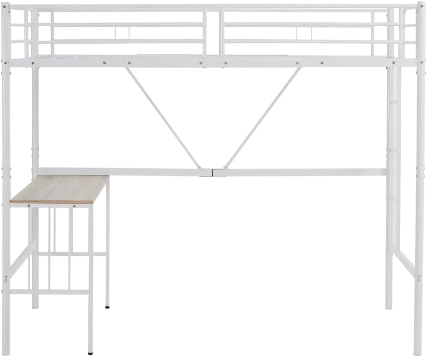 赤字価格！ロフトベッド パイプベッド シングル 木 収納 北欧風　ホワイト ロフトベッド パイプベッド シングルベッド 収納棚付き ロータイプ
