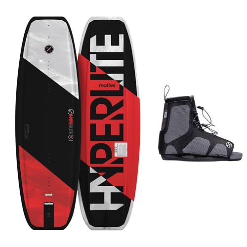 Hyperlite Motive Jr Kids Wakeboard Package with Remix Bindings - Continuous Rocker 119 cm Wake Board for Beginner to Intermediate Riders - Up to 105lbs