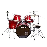 Vault Groover 22' 5-Piece Acoustic Drum Kit with Hardware, Cymbals & Throne - Red