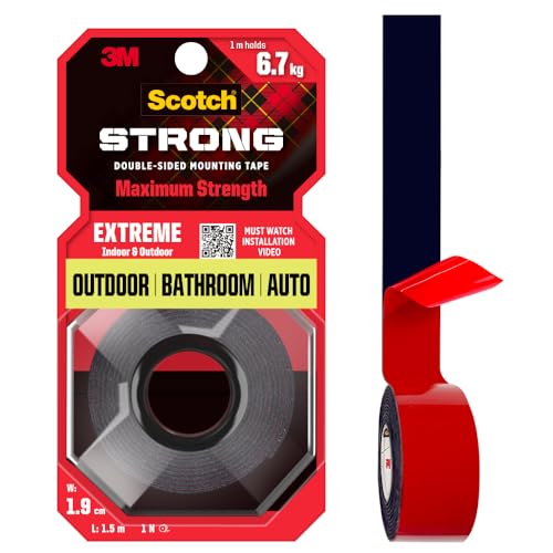 Scotch 3M Scotch Extreme Double Sided Tape, 1M Holds 6.7Kg, Works On Uneven Surfaces, Weather Resistant, Works On Indoor, Outdoor, Auto Interior Surfaces (Image - 1)