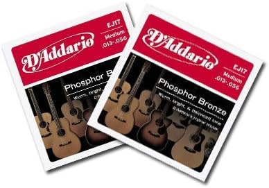 D'Addario Phosphor Bronze Acoustic Guitar Strings Med. 13-56 EJ17-2 Packs