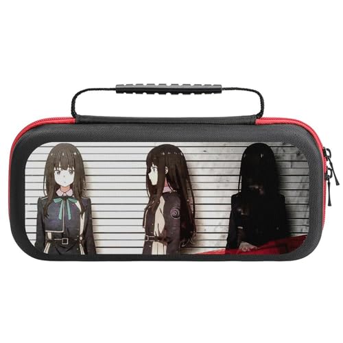 Switch ケース かわいい リコリスリコイル 井ノ上たきな スイッチ 収納ケース カバー ナイロン素材 全面保護 防塵/防水/防汚/耐衝撃 26x11.5x5.2cm Switchに対応 保護用ハードケース 大容量な収納力 アクセサリーポーチ Swit