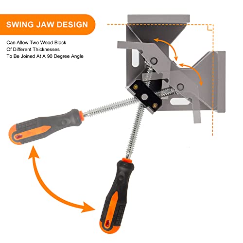 2Pcs Corner Clamp - 90 Degree Right Angle Clamp - Aluminum Alloy Single Handle Wood Corner Clamps For Woodworking Tool Photo Framing Tools For Men Gifts #TOP2