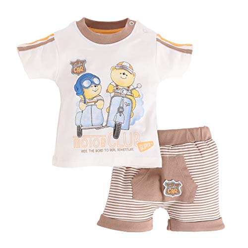 Image of BABY GO Cotton Short Sleeve T-Shirt and Shorts Set for Baby Boys | Printed Top with Half Pants | Infant Summer Clothing Nightsuit