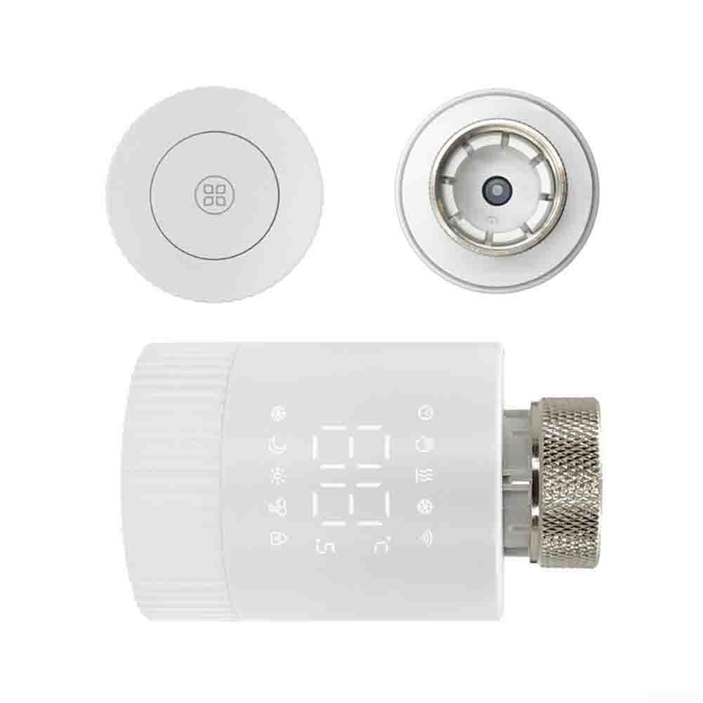 Válvula termostática inteligente del radiador para Tuya App Control de voz Pantalla LED 0. precisión M30x1.5mm Rosca Protección contra heladas Bloqueo infantil Blanco