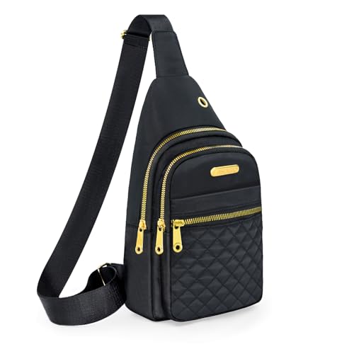 Aisijimo Small Crossbody Bags for Women Travel, Lightweight Sling Bag Purse with Adjustable Strap,Black
