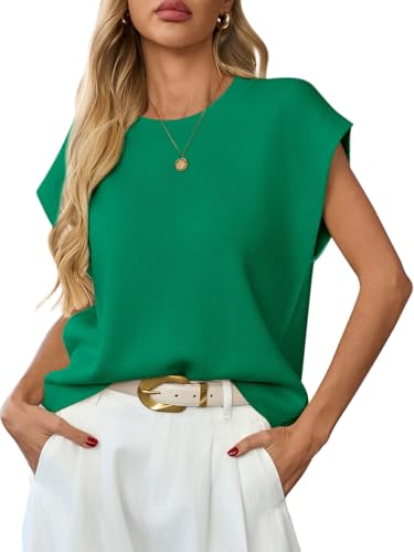 Image of GREAIDEA Womens Sleeveless Sweater Vest Crewneck Cap Sleeve Knit Tops Trendy 2026 Summer Spring Business Casual Shirts