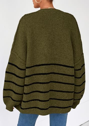 Image of PRETTYGARDEN Womens Oversized Cardigan Sweaters 2026 Fall Long Lantern Sleeve Knit Open Front Lightweight Sweater