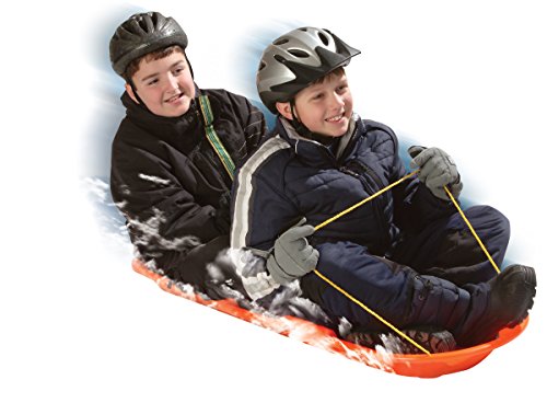 ESP 48" Day Glow Sno-Twin Toboggan – Two-Rider Sled – Tough Polyresin, Diamond-Polished Bottom – Neon Orange 1143 - Thumbnail 2